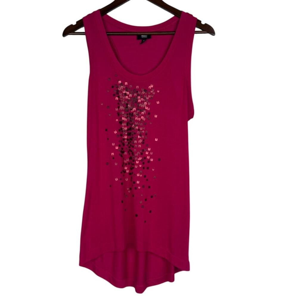 Mossimo Sleeveless Tunic Sequins Lightweight Tank Top Blouse M Fuchsia Pink - Picture 14 of 15
